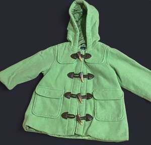 Baby Gap Toddler Green Wool Blend Hooded Toggle Duffle Pea Coat 2T